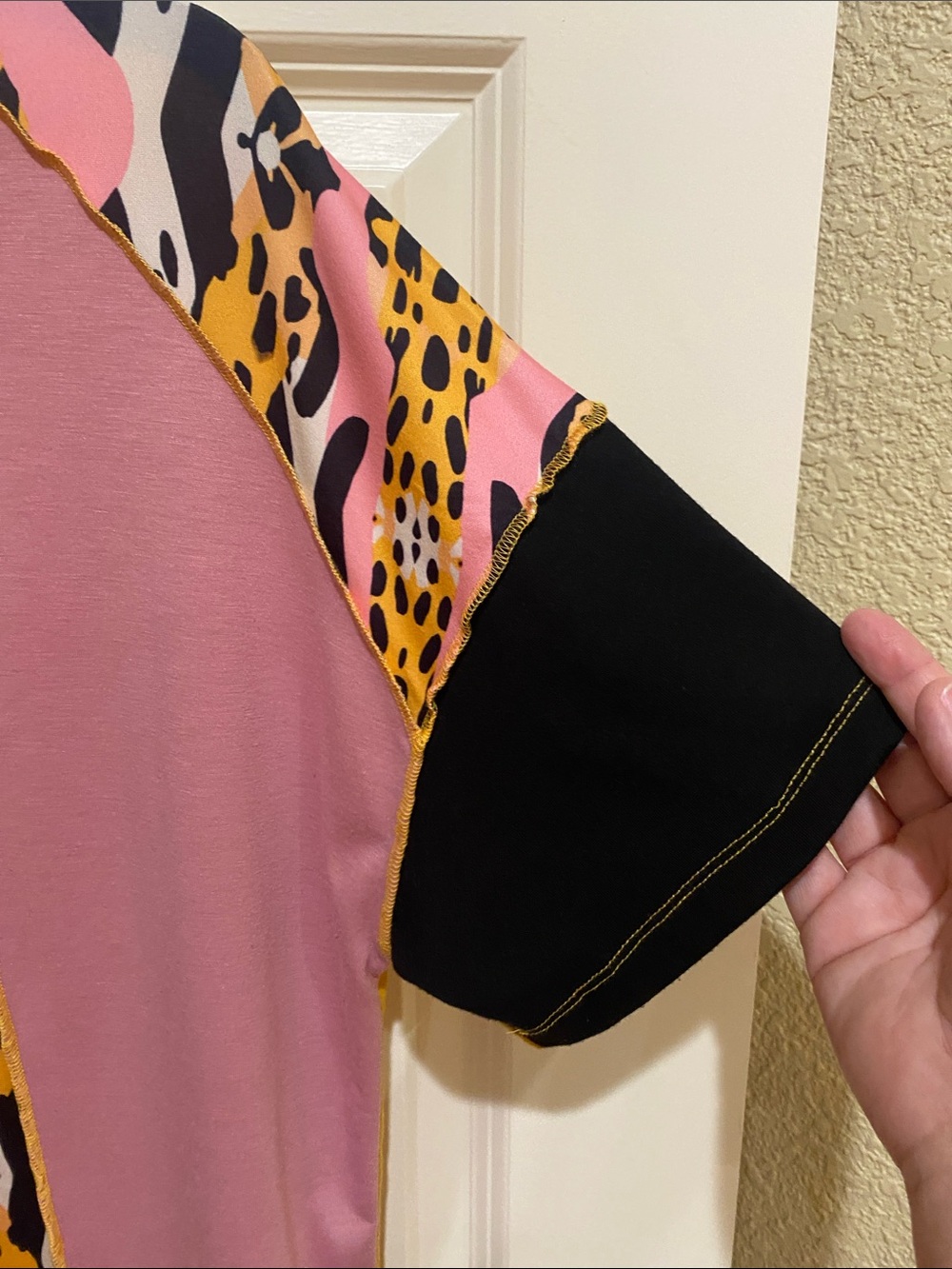 Santana Row Pink Multi-Panel Short Sleeve Blouse - Picture 4 of 4